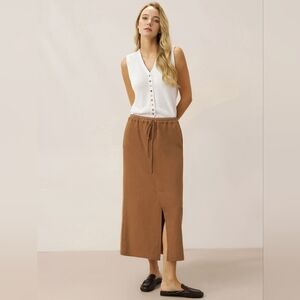 Lintico Tencel Linen Drawstring Split Maxi Skirt SAMANTHA